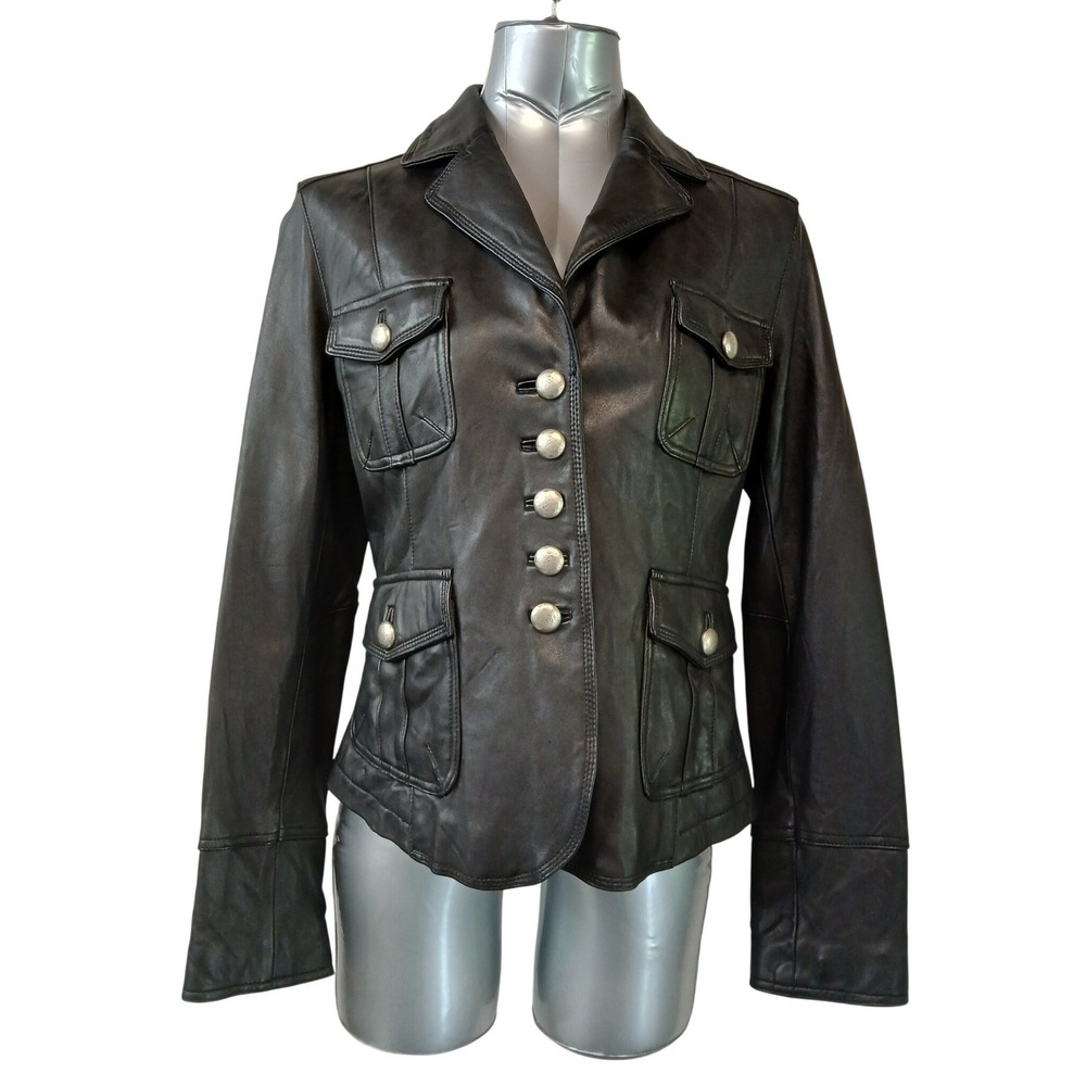 Vintage‎ 90s Y2K Nine West Genuine Buttery Soft Leather Blazer Jacket